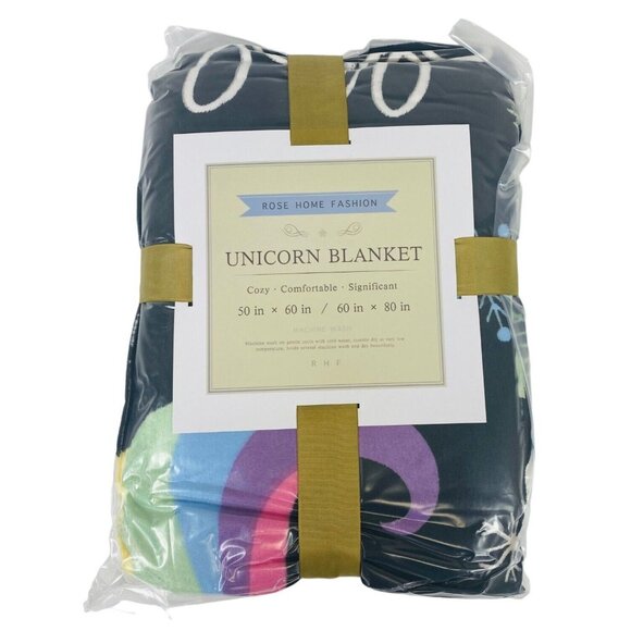 Rose Home Fashion Unicorn Blanket Cozy & Comfortable 50 x 60 in - Picture 1 of 5